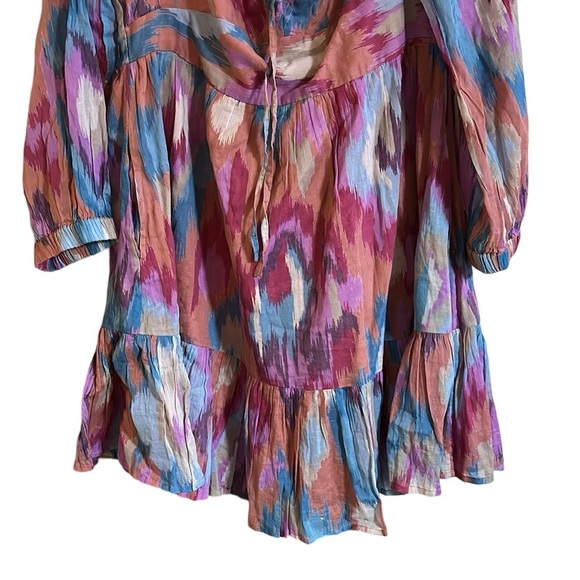 Banjanan Macaw Ikat Amber Multi Cotton Voile Dress Size XL - Picture 7 of 11